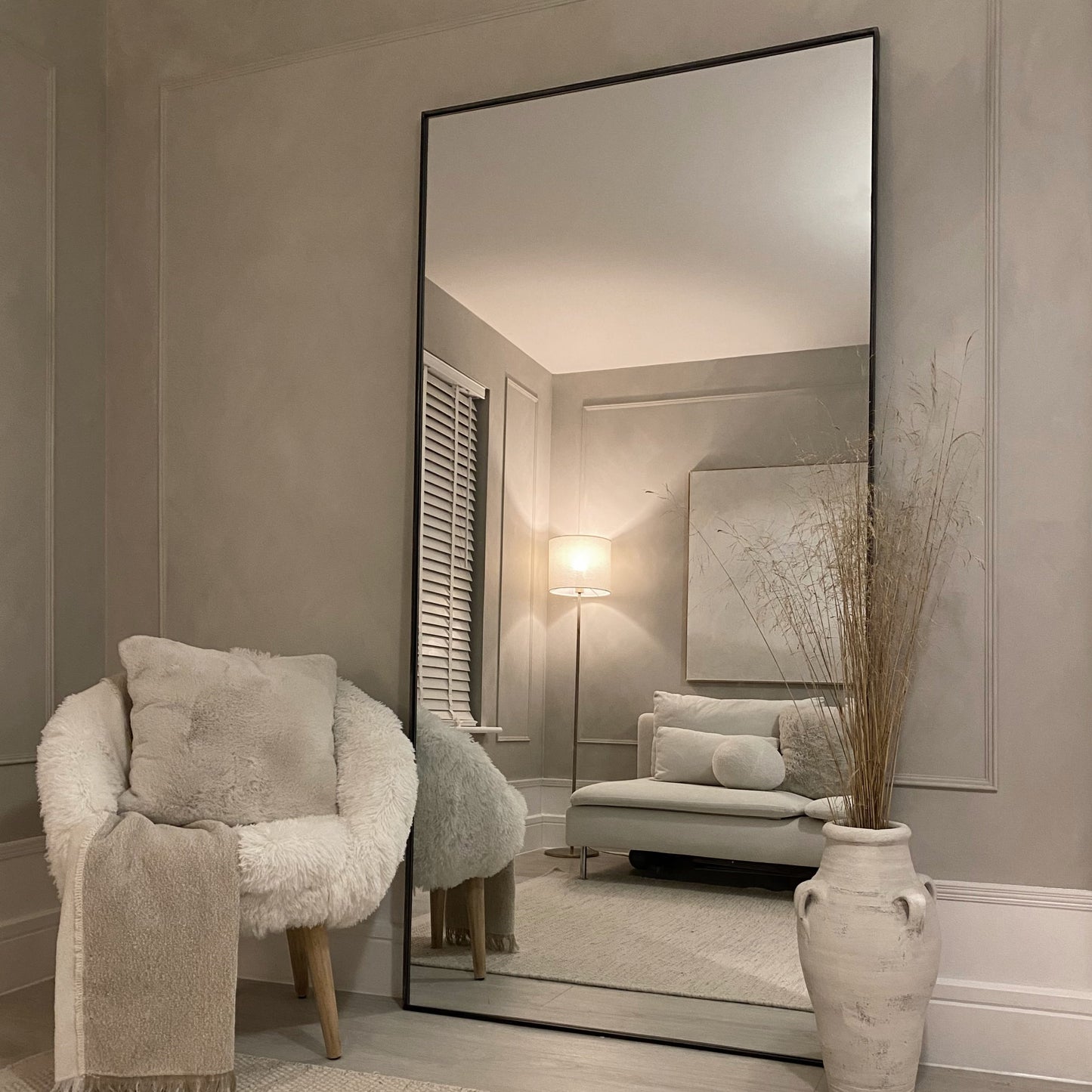 Xavril – Schwarzer, extra großer Ganzkörperspiegel aus Metall, 200 cm x 100 cm